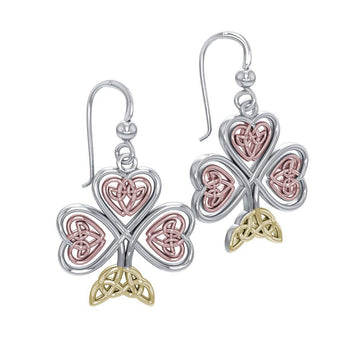 Celtic Knotwork Shamrock Three Tone Earrings OTE2919 - Jewelry